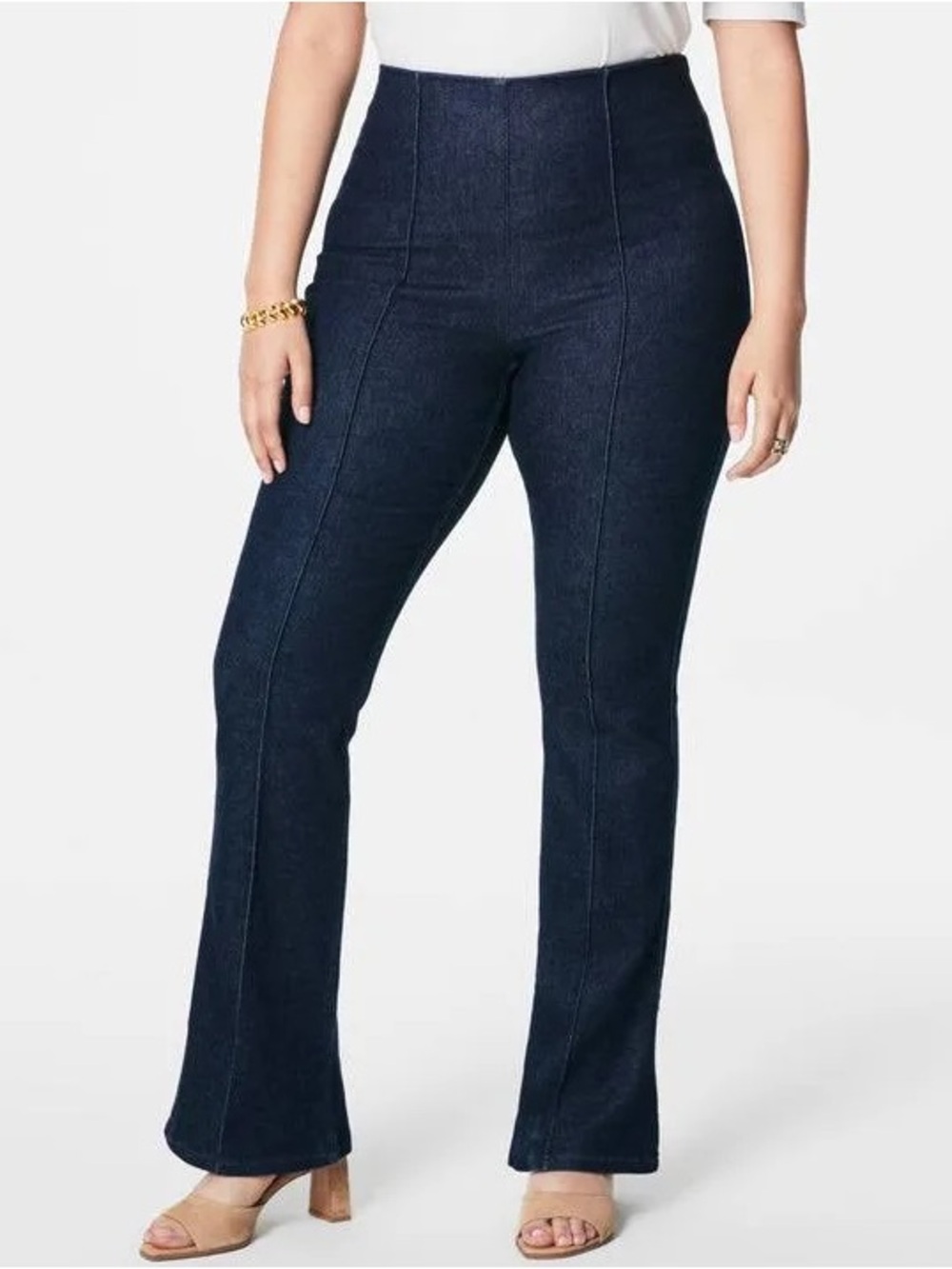Spanx Sz Petite M Zero Waistband Micro Flare Jean Raw Indigo Wash High Rise NWT